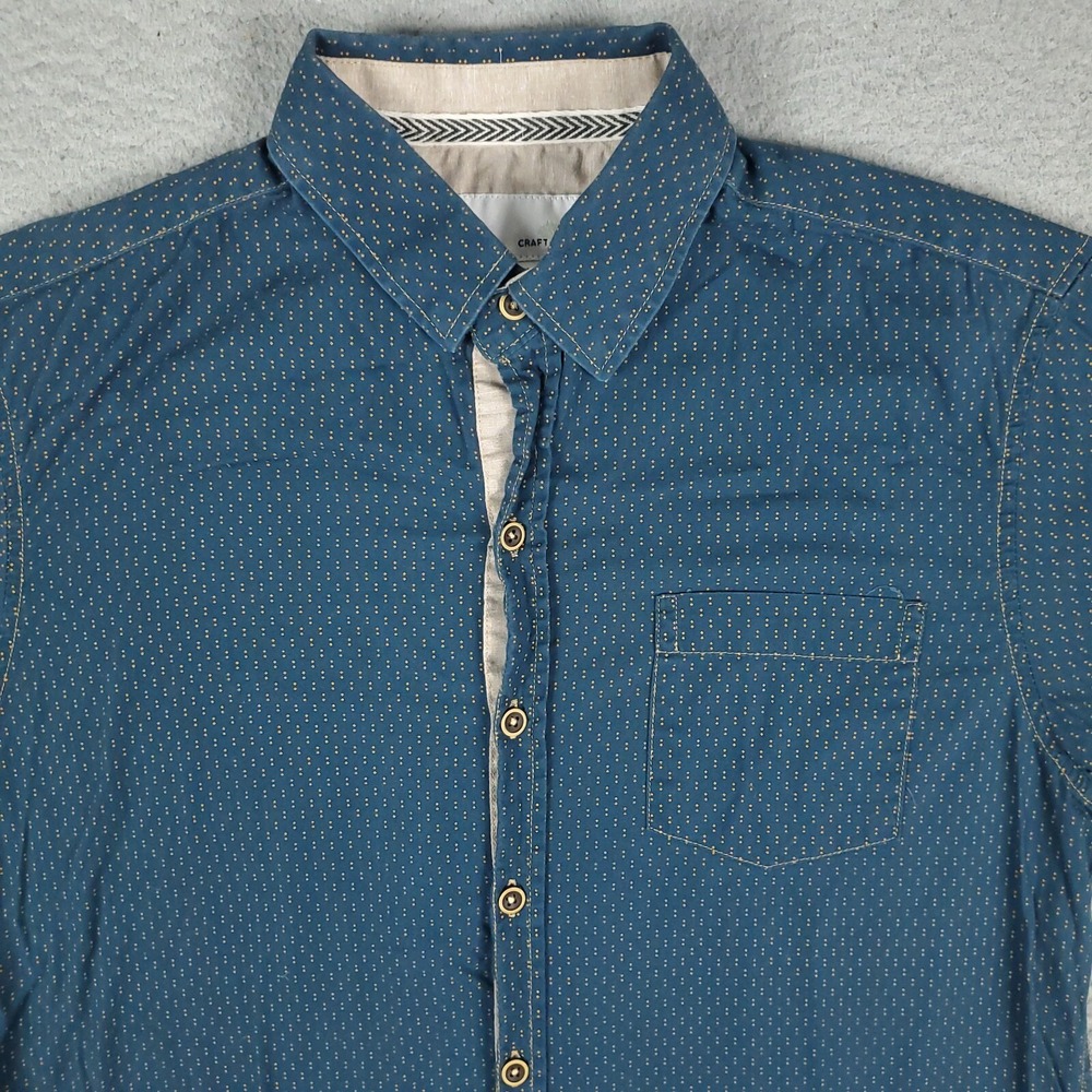 Craft + Flow Blue Casual Mens Short Sleeve Button Up Shirt Size Small